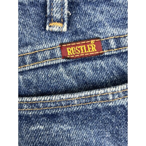 Mens Rustler 36x30 Blue Denim Jeans 100% Cotton Relaxed Fit - Picture 3 of 10